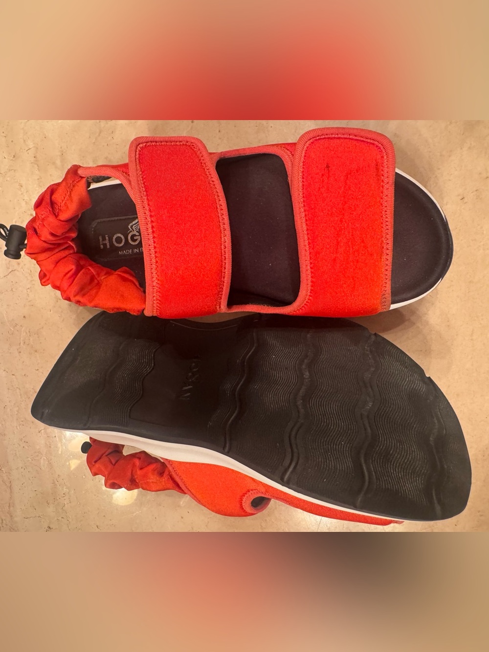 HOGAN  Red Velcro Sport Sandals